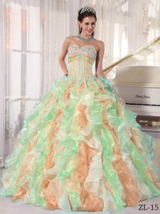 Popular Multi-color Corset Back Ruffled Dresses for a Quince
