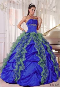 Unique Ruffled Beaded Multi-color Quinceanera Party Dress