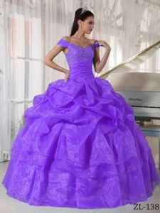 Ball Gown Off The Shoulder Pick Ups Purple Sweet 15 Dress