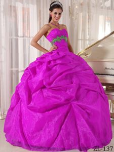 Pick Ups Fuchsia Fitted Quinceanera Party Dress for Autumn