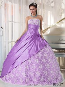 Recommended Taffeta Lace Light Purple Ruched Quince Dresses