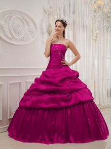 Noble Fuchsia Ball Gown Ruffles Quinces Dresses with Embroidery