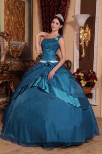 Brand New Style Single Shoulder Sweet Sixteen Dresses in Teal