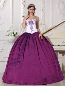 Simple Ball Gown Taffeta Quinceanera Party Dress with Embroidery