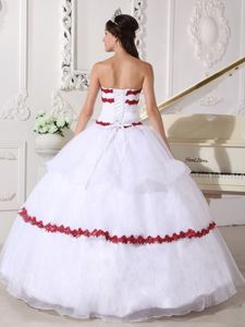 Princess White Ball Gown Sweetheart Dress Quinceanera in Organza