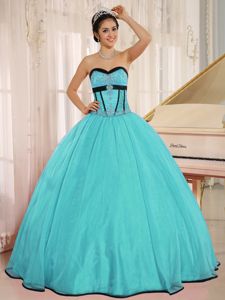 Appliqued Bodice Mint Colored Sweet 15/16 Birthday Dress