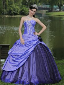 Taffeta Appliqued Sweet 15/16 Birthday Dress with Pick-ups