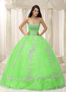 Strapless Beading Apple Green Quinceanera Dresses with Appliques