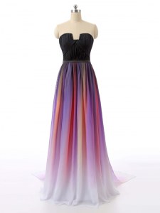 Graceful Multi-color Sleeveless Chiffon Sweep Train Zipper Mother Dresses for Prom and Party