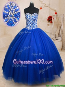 Enchanting Royal Blue Lace Up Quinceanera Dresses Beading Sleeveless Floor Length