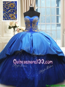 Spring and Summer and Fall and Winter Satin Sleeveless With Train Sweet 16 Dresses Court Train andBeading and Embroidery
