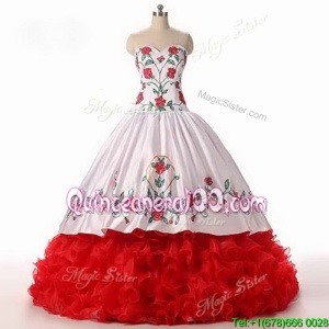 Dynamic Spring and Summer and Fall and Winter Organza Sleeveless Floor Length Vestidos de Quinceanera andEmbroidery and Ruffled Layers
