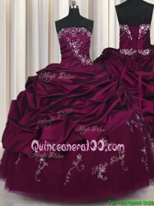 Captivating Sleeveless Floor Length Beading and Appliques and Pick Ups Lace Up Quinceanera Gown with Purple
