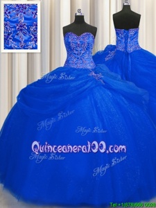 Custom Made Big Puffy Sleeveless Lace Up Floor Length Beading Quinceanera Gowns