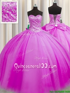 Best Selling Really Puffy Sleeveless Floor Length Beading Lace Up Vestidos de Quinceanera with Lilac