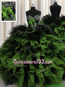 Free and Easy Sweetheart Sleeveless Lace Up Sweet 16 Quinceanera Dress Multi-color Organza and Tulle