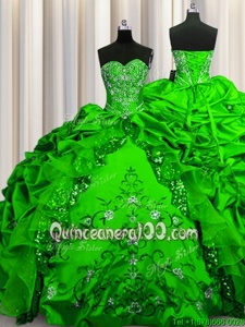 Decent Sequins Sleeveless Lace Up Floor Length Beading and Embroidery and Ruffles and Pick Ups Sweet 16 Dress