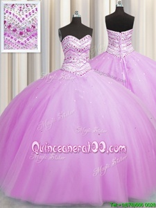 Inexpensive Bling-bling Really Puffy Sleeveless Beading Lace Up 15 Quinceanera Dress