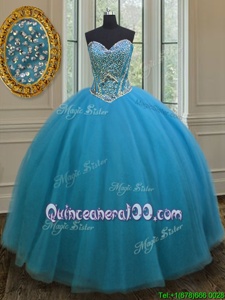 Floor Length Teal Quinceanera Dresses Sweetheart Sleeveless Lace Up
