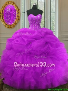 Elegant Pick Ups Floor Length Ball Gowns Sleeveless Purple Quinceanera Dresses Lace Up