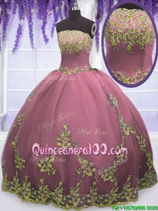 Low Price Appliques Sweet 16 Quinceanera Dress Lilac Zipper Sleeveless Floor Length