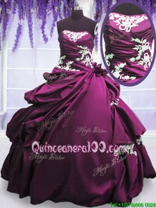 Chic Pick Ups Floor Length Ball Gowns Sleeveless Purple Quinceanera Gowns Lace Up