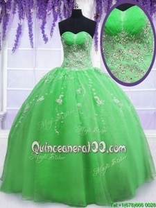 Low Price Floor Length Ball Gowns Sleeveless Spring Green Quinceanera Dress Lace Up