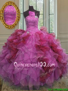 Decent Sleeveless Ruffles and Sequins Lace Up Quince Ball Gowns