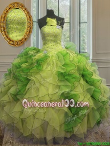 Designer Ball Gowns Quinceanera Gowns Multi-color Strapless Organza Sleeveless Floor Length Lace Up