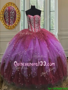 On Sale Multi-color Sweetheart Lace Up Beading and Ruffles and Sequins Quinceanera Gown Sleeveless