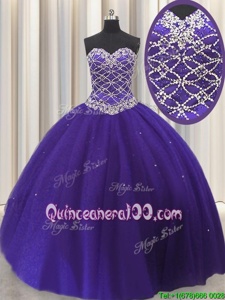 Great Sleeveless Beading and Sequins Lace Up Vestidos de Quinceanera