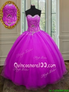 Extravagant Spring and Summer and Fall and Winter Organza Sleeveless Floor Length Sweet 16 Quinceanera Dress andBeading