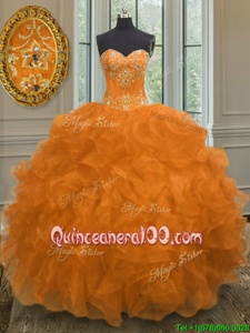 Deluxe Sleeveless Lace Up Floor Length Beading and Embroidery and Ruffles 15 Quinceanera Dress