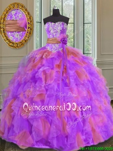 Gorgeous Ball Gowns Ball Gown Prom Dress Multi-color Sweetheart Organza Sleeveless Floor Length Lace Up