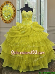 Trendy Sleeveless Beading and Ruffled Layers and Pick Ups Lace Up Quinceanera Dresses