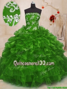 Traditional Spring Green Lace Up Quinceanera Dresses Beading and Appliques Sleeveless Floor Length