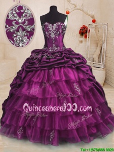 Suitable Pick Ups With Train Purple Sweet 16 Dresses Sweetheart Sleeveless Sweep Train Lace Up