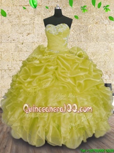 Beading and Appliques and Ruffles and Ruching Sweet 16 Quinceanera Dress Green Lace Up Sleeveless Floor Length