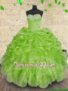 Modern Spring Green Lace Up Quinceanera Gowns Beading and Appliques and Ruffles and Ruching Sleeveless Floor Length