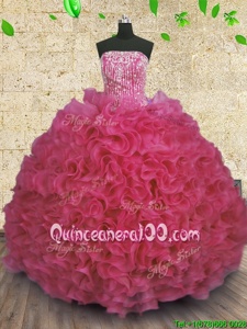 New Style Strapless Sleeveless Organza Vestidos de Quinceanera Beading and Ruffles Lace Up