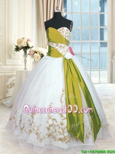 Custom Fit Floor Length White 15 Quinceanera Dress Sweetheart Sleeveless Lace Up