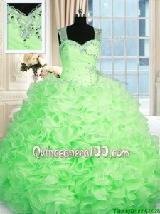 Best Selling Sleeveless Zipper Floor Length Beading and Ruffles Quinceanera Gowns