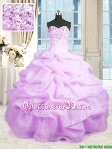 Spring and Summer and Fall and Winter Organza Sleeveless Floor Length Ball Gown Prom Dress andBeading and Ruffles