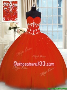 Floor Length Rust Red Ball Gown Prom Dress Sweetheart Sleeveless Lace Up