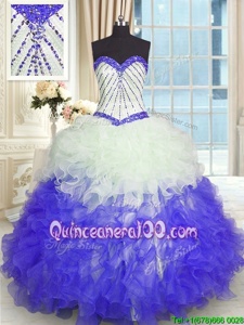 Superior Spring and Summer and Fall and Winter Organza Sleeveless Floor Length Sweet 16 Dresses andBeading and Ruffles