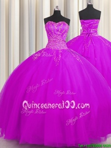 Hot Selling Really Puffy Purple Vestidos de Quinceanera Military Ball and Sweet 16 and Quinceanera and For withBeading Sweetheart Sleeveless Lace Up