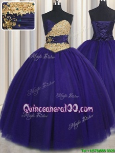Sumptuous Ball Gowns Sweet 16 Quinceanera Dress Royal Blue Sweetheart Tulle Sleeveless Floor Length Lace Up