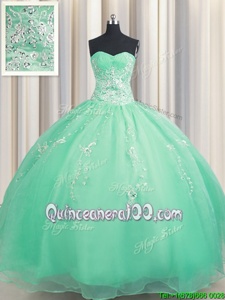Unique Zipper Up Floor Length Ball Gowns Sleeveless Apple Green Ball Gown Prom Dress Zipper