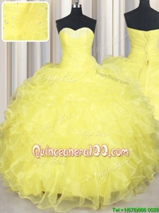 Free and Easy Sleeveless Beading and Ruffles Lace Up Sweet 16 Quinceanera Dress