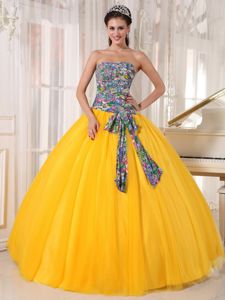 Multi-colored Sexy Bowknot Quinceanera Dresses with Prints